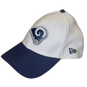 Los Angeles Rams Embroidered Baseball Cap M/L New Era NFL Football White Blue